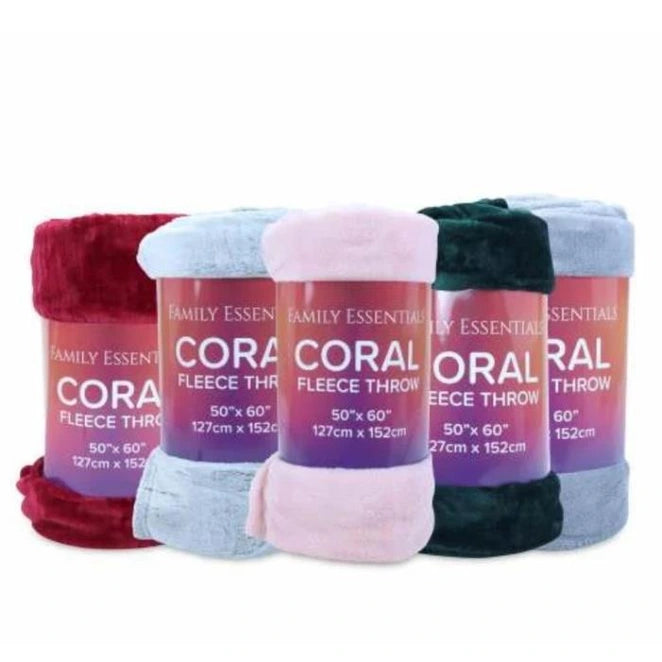 CORAL FLEECE BLANKET 50 X 60 IN ASSORTED COLORS